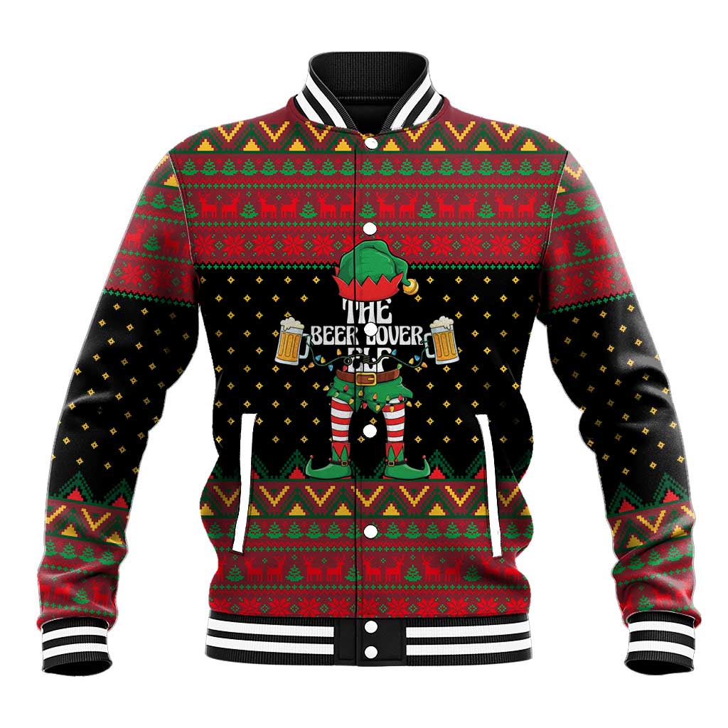 The Beer Lover Elf Christmas Baseball Jacket Xmas Holiday Patterns - Wonder Print Shop