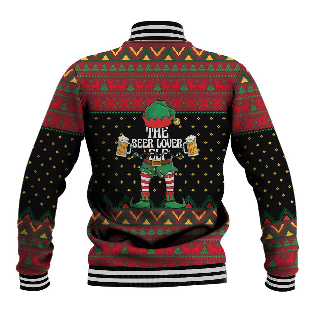 The Beer Lover Elf Christmas Baseball Jacket Xmas Holiday Patterns - Wonder Print Shop