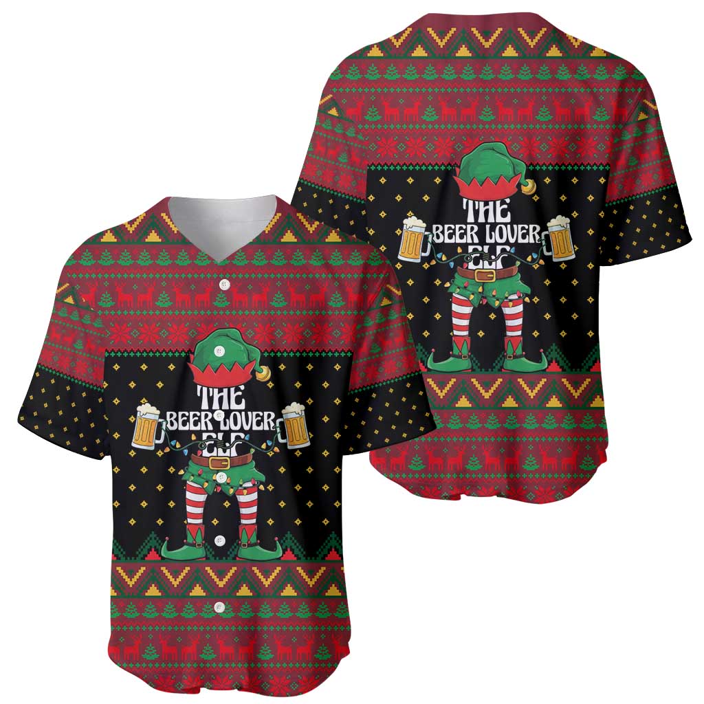 The Beer Lover Elf Christmas Baseball Jersey Xmas Holiday Patterns - Wonder Print Shop