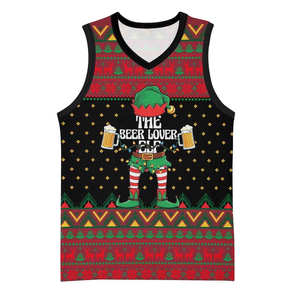 The Beer Lover Elf Christmas Basketball Jersey Xmas Holiday Patterns - Wonder Print Shop