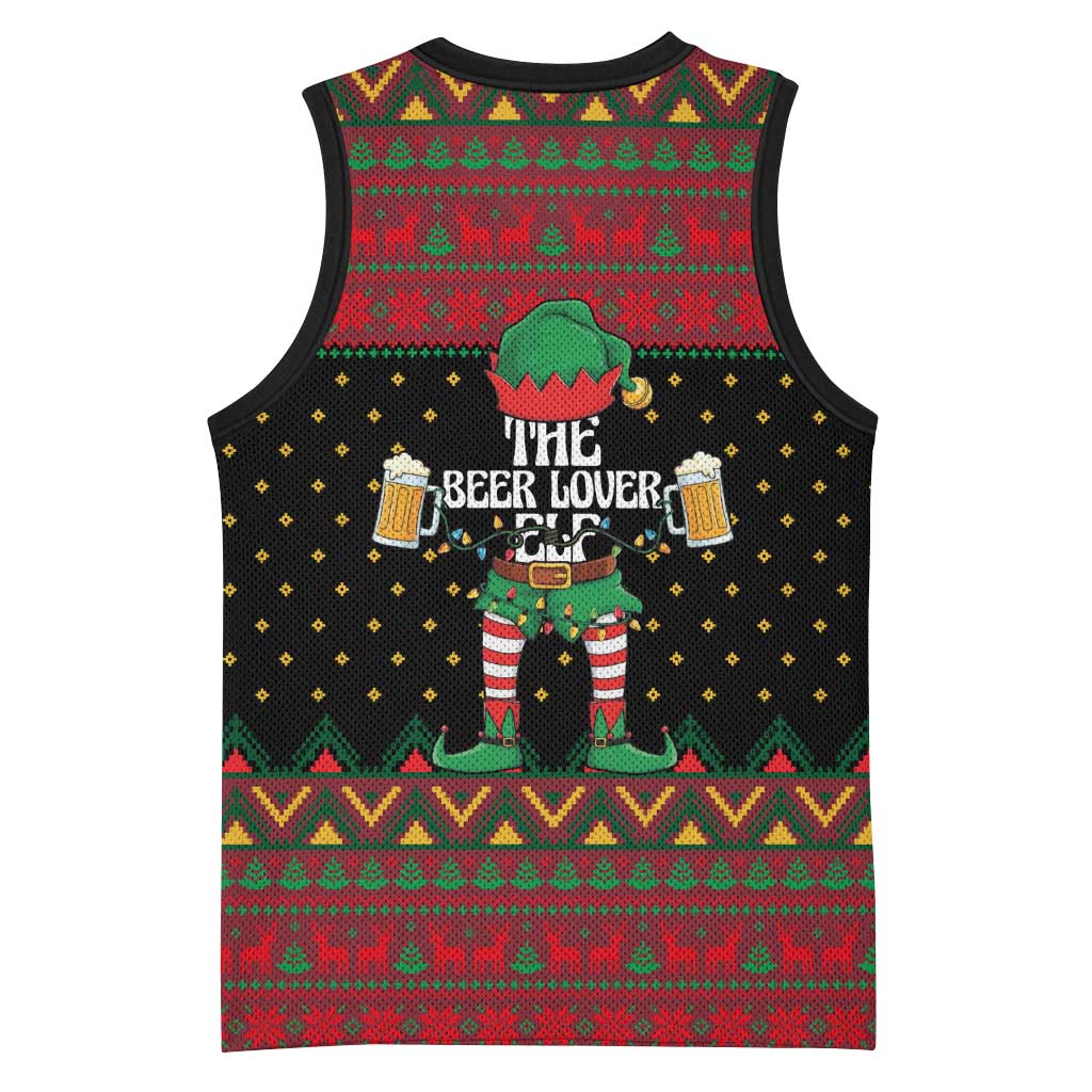 The Beer Lover Elf Christmas Basketball Jersey Xmas Holiday Patterns - Wonder Print Shop