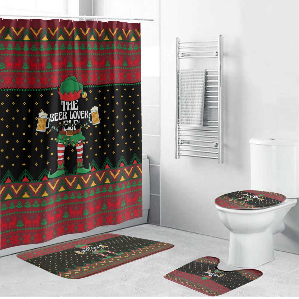 The Beer Lover Elf Christmas Bathroom Set Xmas Holiday Patterns - Wonder Print Shop