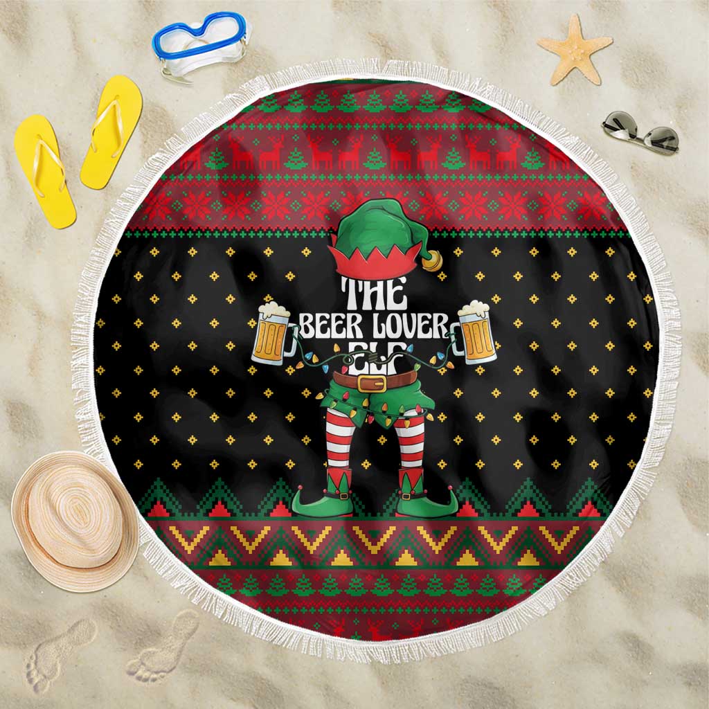 The Beer Lover Elf Christmas Beach Blanket Xmas Holiday Patterns - Wonder Print Shop