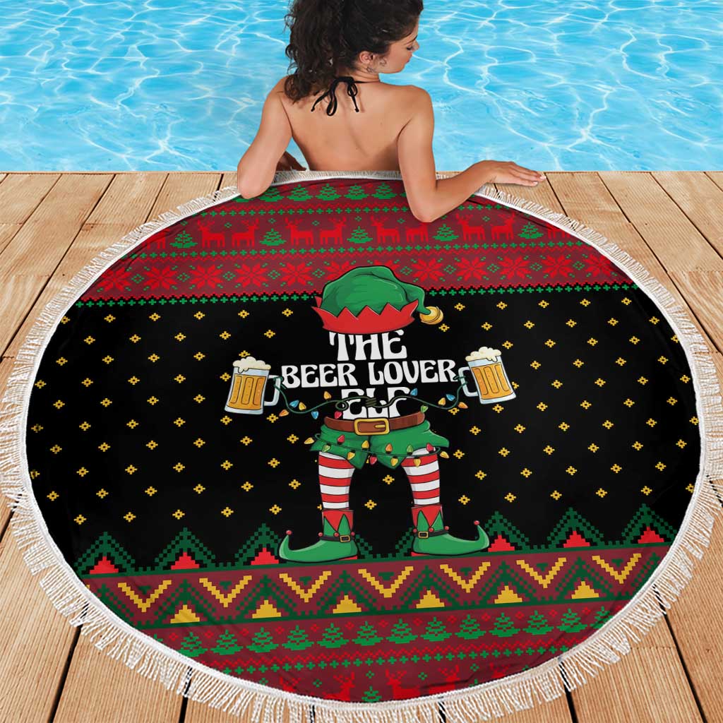 The Beer Lover Elf Christmas Beach Blanket Xmas Holiday Patterns - Wonder Print Shop