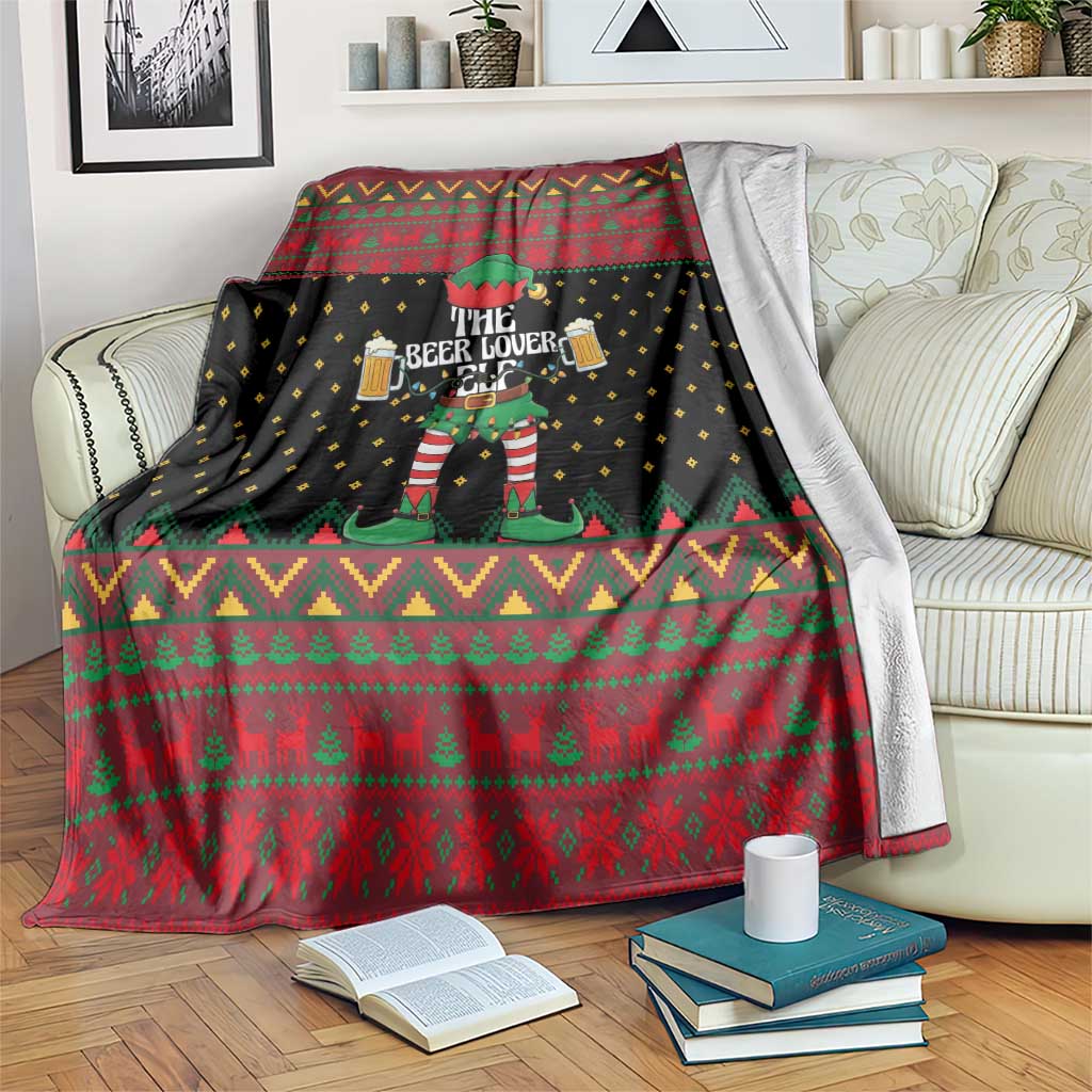 The Beer Lover Elf Christmas Blanket Xmas Holiday Patterns - Wonder Print Shop