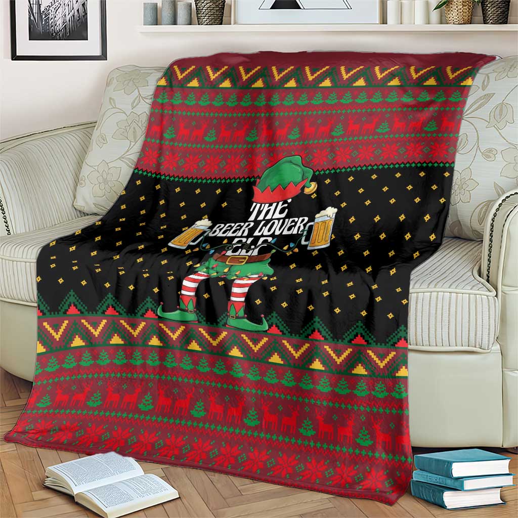 The Beer Lover Elf Christmas Blanket Xmas Holiday Patterns - Wonder Print Shop