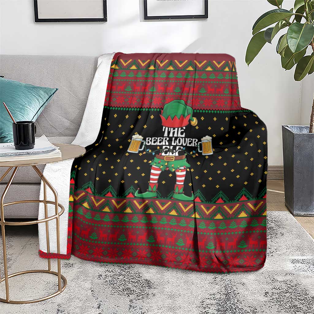 The Beer Lover Elf Christmas Blanket Xmas Holiday Patterns - Wonder Print Shop