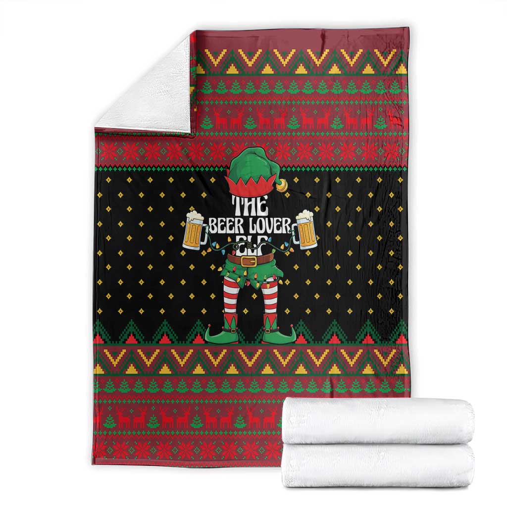 The Beer Lover Elf Christmas Blanket Xmas Holiday Patterns - Wonder Print Shop