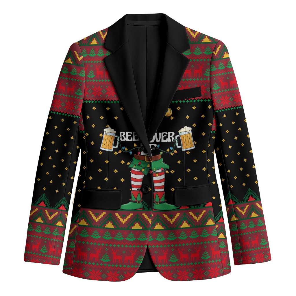 The Beer Lover Elf Christmas Blazer Xmas Holiday Patterns - Wonder Print Shop
