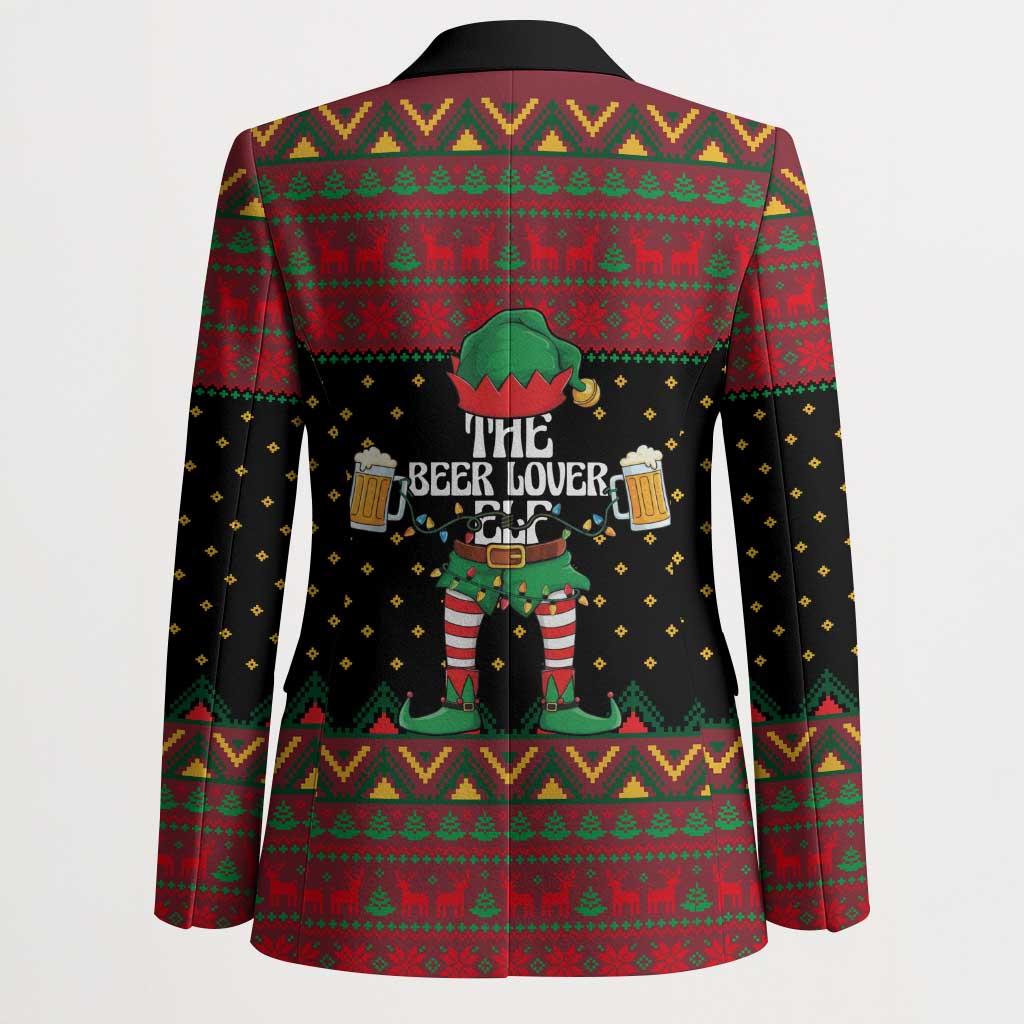 The Beer Lover Elf Christmas Blazer Xmas Holiday Patterns - Wonder Print Shop