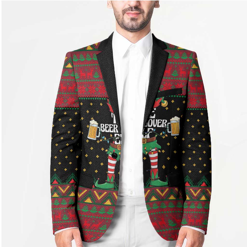 The Beer Lover Elf Christmas Blazer Xmas Holiday Patterns - Wonder Print Shop