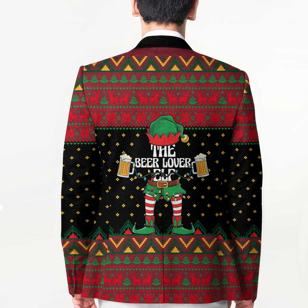The Beer Lover Elf Christmas Blazer Xmas Holiday Patterns - Wonder Print Shop