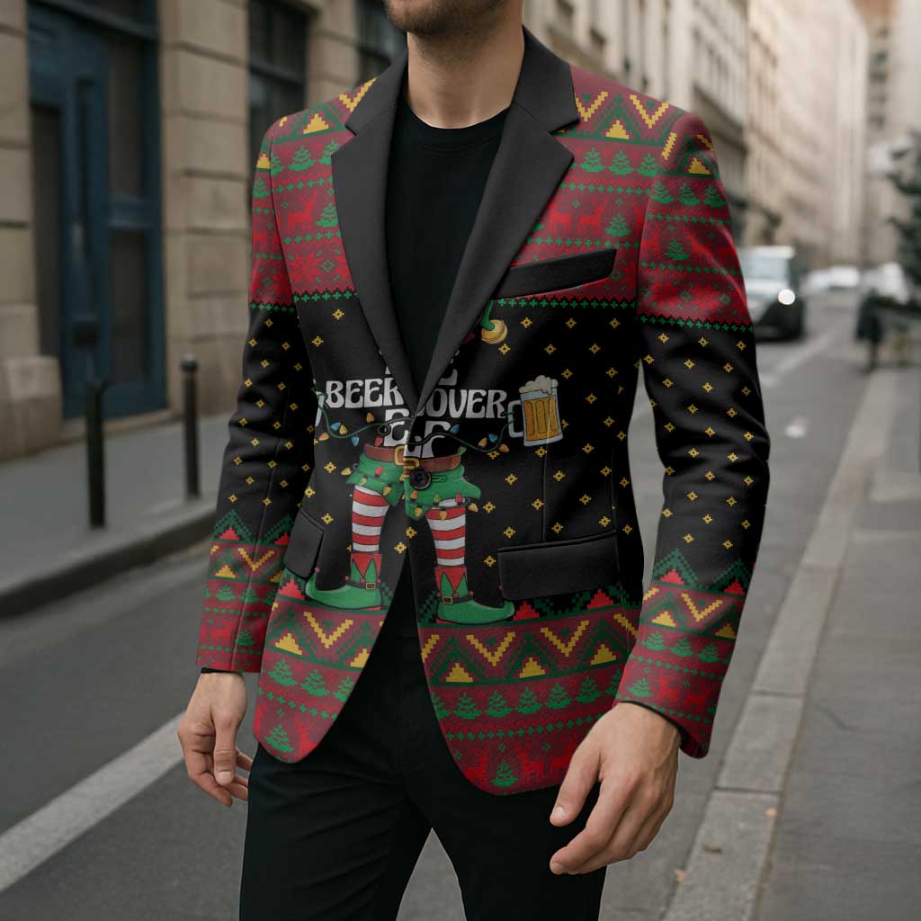 The Beer Lover Elf Christmas Blazer Xmas Holiday Patterns - Wonder Print Shop