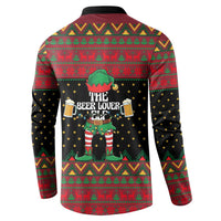 The Beer Lover Elf Christmas Button Sweatshirt Xmas Holiday Patterns - Wonder Print Shop