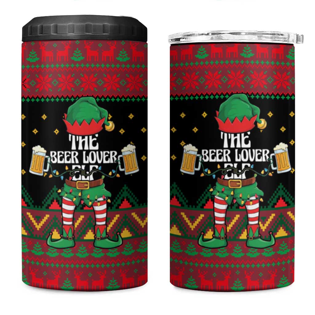 The Beer Lover Elf Christmas 4 in 1 Can Cooler Tumbler Xmas Holiday Patterns - Wonder Print Shop