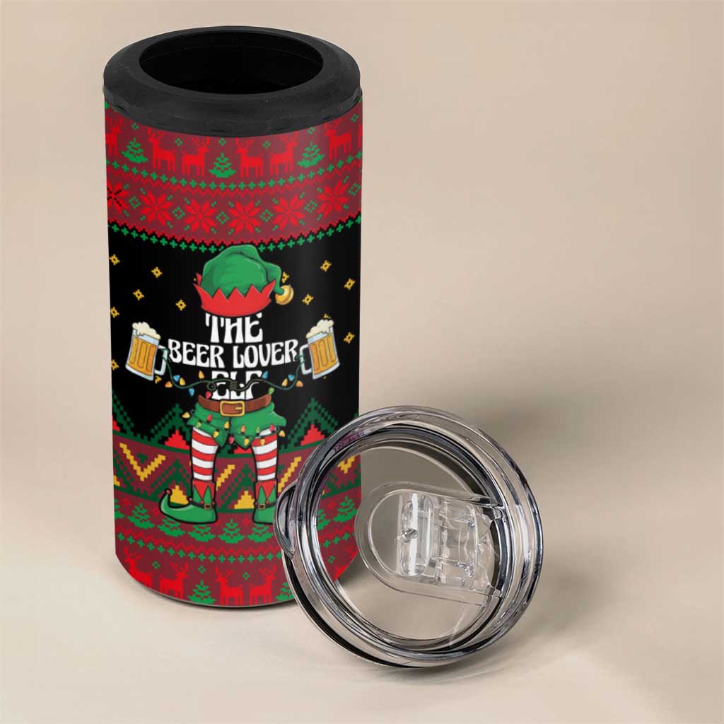 The Beer Lover Elf Christmas 4 in 1 Can Cooler Tumbler Xmas Holiday Patterns - Wonder Print Shop