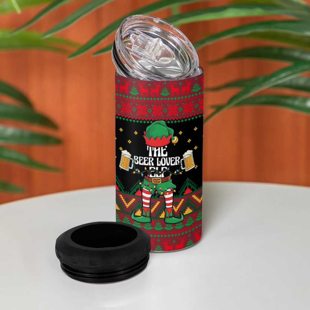 The Beer Lover Elf Christmas 4 in 1 Can Cooler Tumbler Xmas Holiday Patterns - Wonder Print Shop
