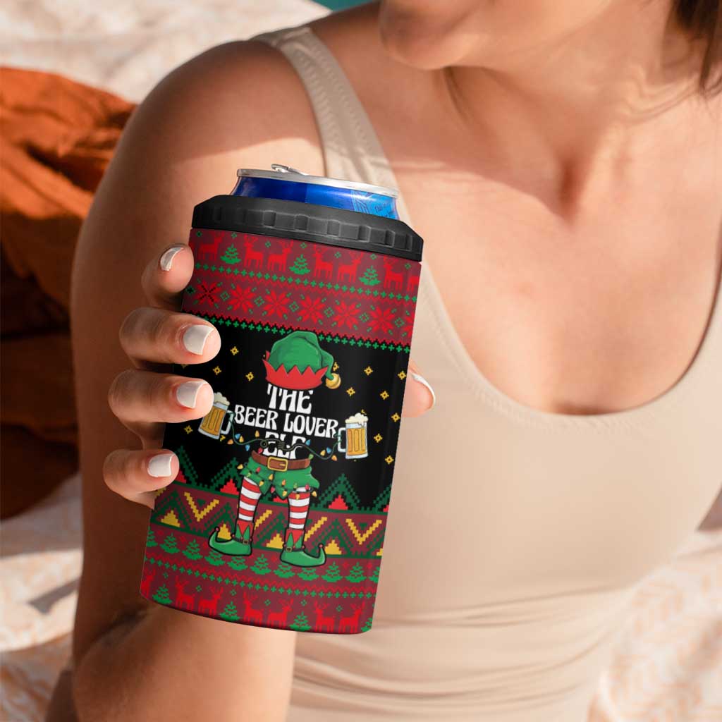 The Beer Lover Elf Christmas 4 in 1 Can Cooler Tumbler Xmas Holiday Patterns - Wonder Print Shop