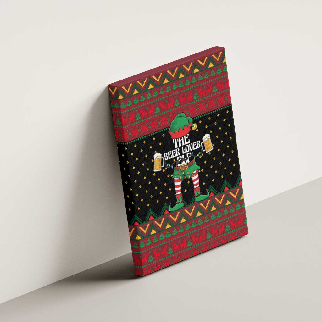 The Beer Lover Elf Christmas Canvas Wall Art Xmas Holiday Patterns - Wonder Print Shop