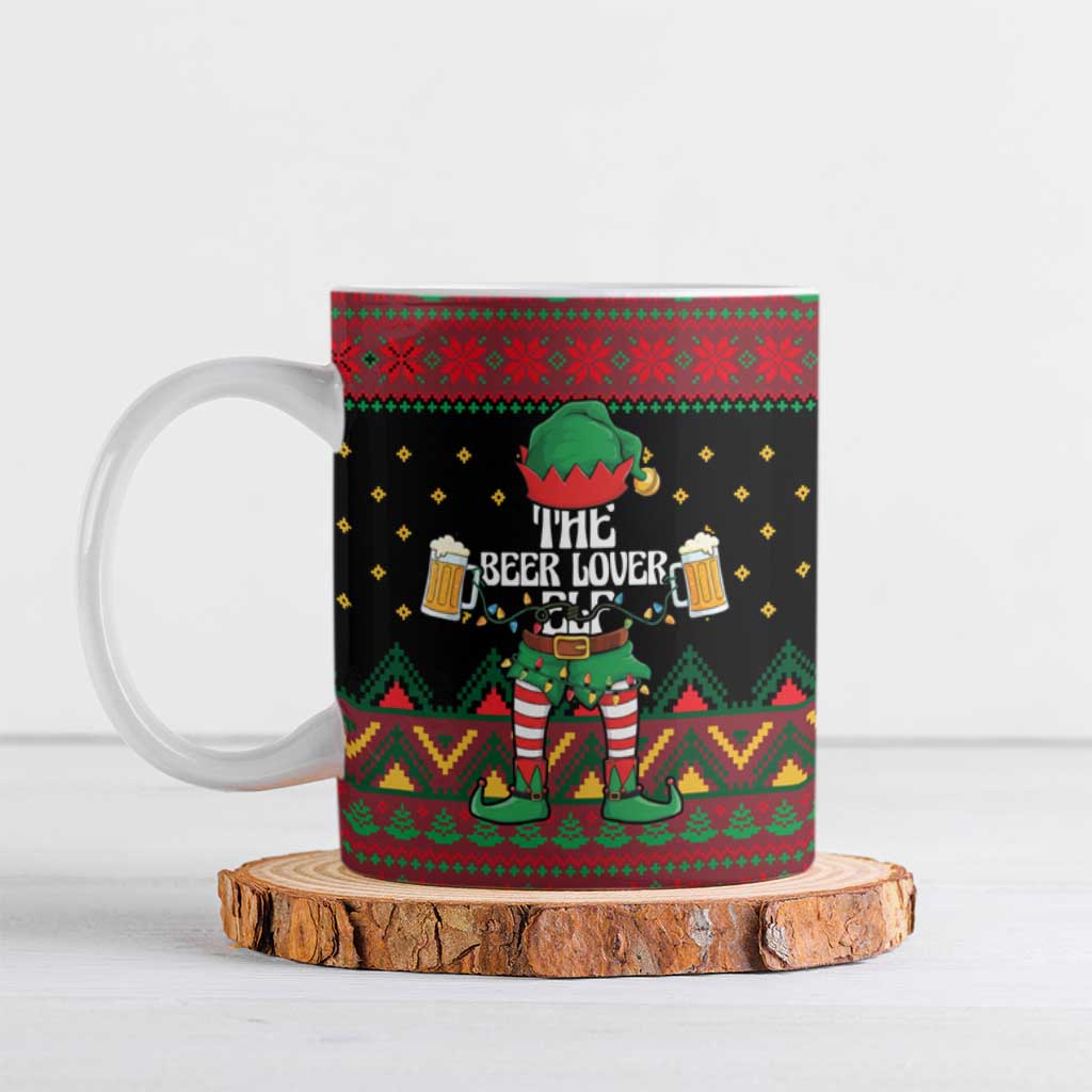 The Beer Lover Elf Christmas Ceramic Mug Xmas Holiday Patterns - Wonder Print Shop