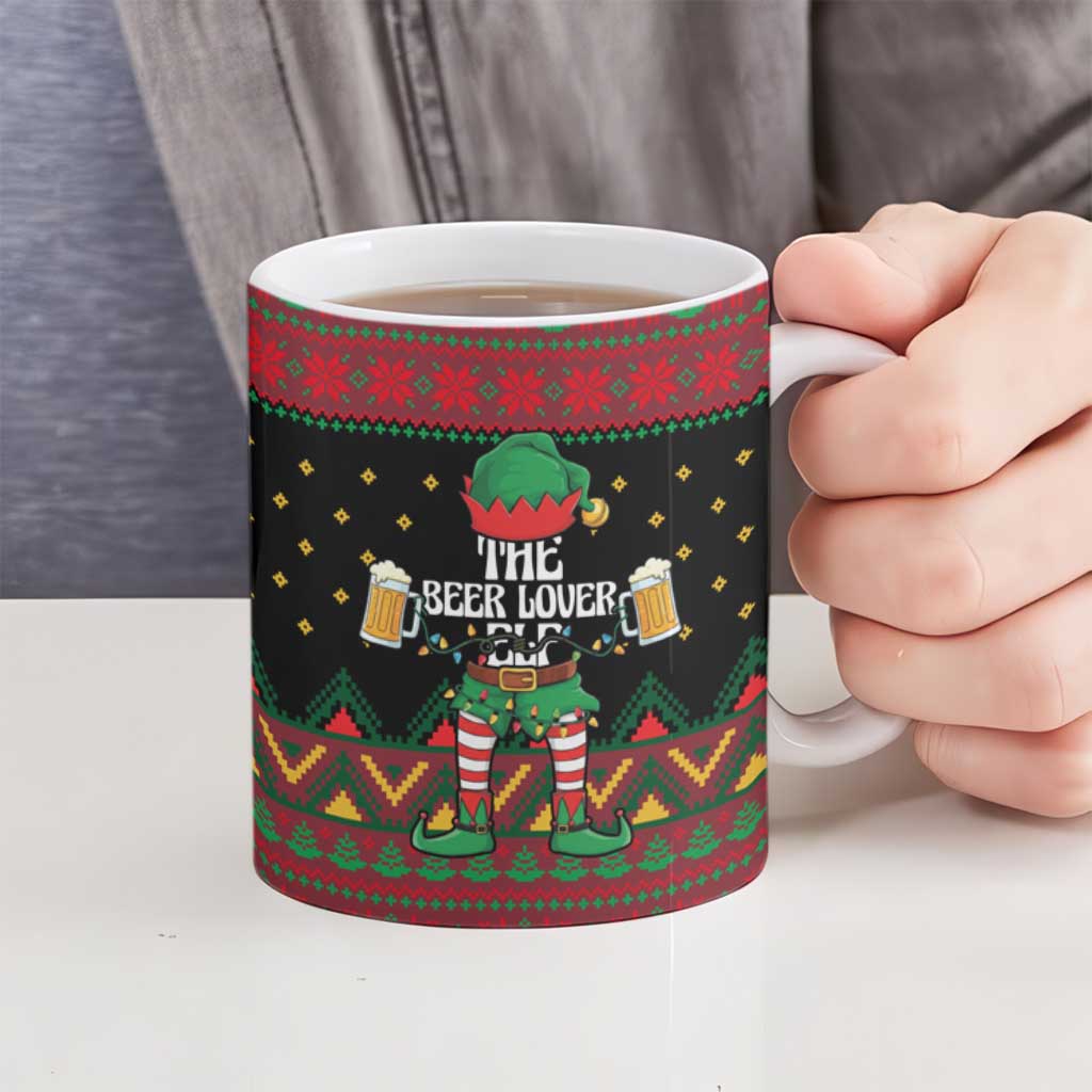 The Beer Lover Elf Christmas Ceramic Mug Xmas Holiday Patterns - Wonder Print Shop