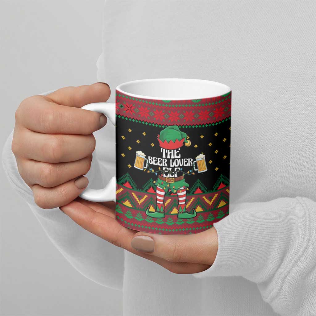 The Beer Lover Elf Christmas Ceramic Mug Xmas Holiday Patterns - Wonder Print Shop