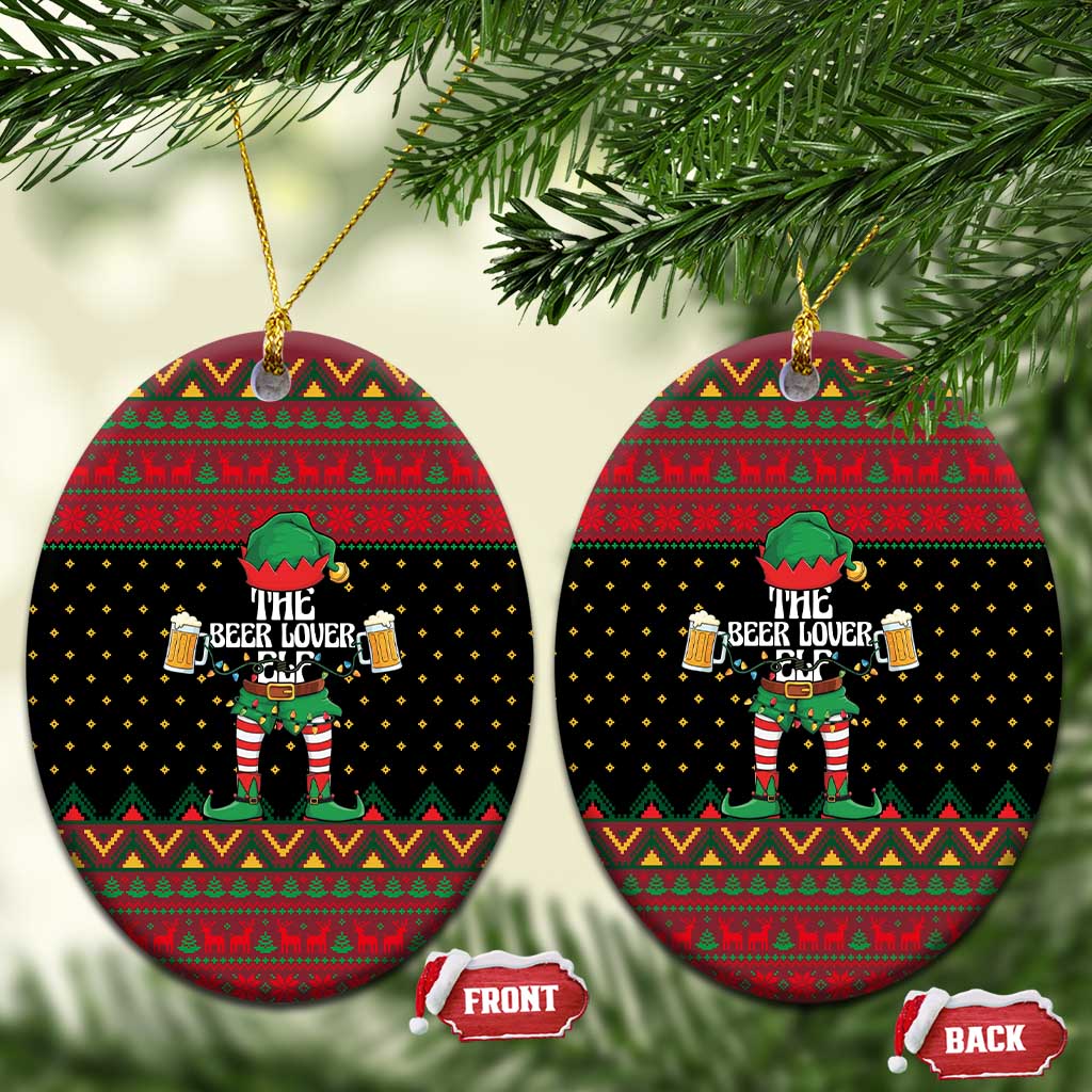 The Beer Lover Elf Christmas Ceramic Ornament Xmas Holiday Patterns - Wonder Print Shop
