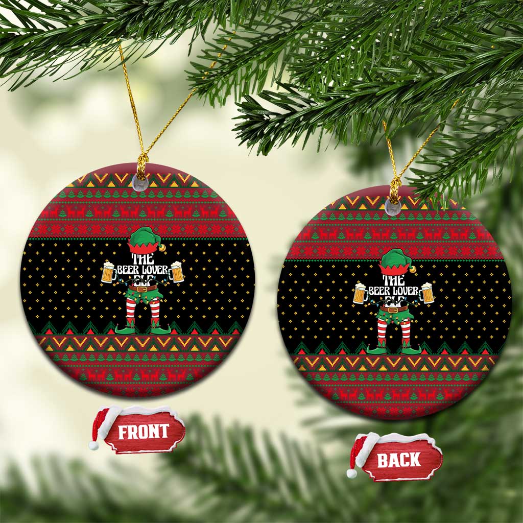 The Beer Lover Elf Christmas Ceramic Ornament Xmas Holiday Patterns - Wonder Print Shop