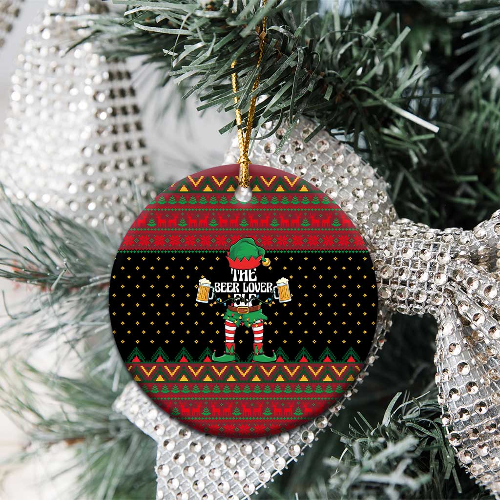 The Beer Lover Elf Christmas Ceramic Ornament Xmas Holiday Patterns - Wonder Print Shop