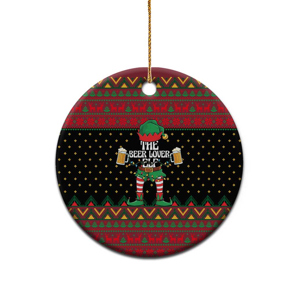 The Beer Lover Elf Christmas Ceramic Ornament Xmas Holiday Patterns - Wonder Print Shop