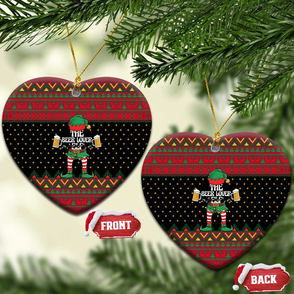 The Beer Lover Elf Christmas Ceramic Ornament Xmas Holiday Patterns - Wonder Print Shop