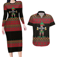 The Beer Lover Elf Christmas Couples Matching Long Sleeve Bodycon Dress and Hawaiian Shirt Xmas Holiday Patterns - Wonder Print Shop