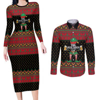 The Beer Lover Elf Christmas Couples Matching Long Sleeve Bodycon Dress and Long Sleeve Button Shirt Xmas Holiday Patterns - Wonder Print Shop