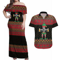 The Beer Lover Elf Christmas Couples Matching Off Shoulder Maxi Dress and Hawaiian Shirt Xmas Holiday Patterns - Wonder Print Shop