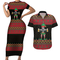 The Beer Lover Elf Christmas Couples Matching Short Sleeve Bodycon Dress and Hawaiian Shirt Xmas Holiday Patterns - Wonder Print Shop