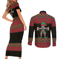 The Beer Lover Elf Christmas Couples Matching Short Sleeve Bodycon Dress and Long Sleeve Button Shirt Xmas Holiday Patterns - Wonder Print Shop