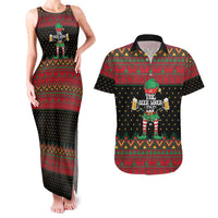 The Beer Lover Elf Christmas Couples Matching Tank Maxi Dress and Hawaiian Shirt Xmas Holiday Patterns - Wonder Print Shop