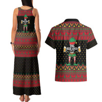 The Beer Lover Elf Christmas Couples Matching Tank Maxi Dress and Hawaiian Shirt Xmas Holiday Patterns - Wonder Print Shop
