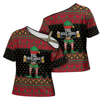 The Beer Lover Elf Christmas Cross Shoulder Shirt Xmas Holiday Patterns - Wonder Print Shop