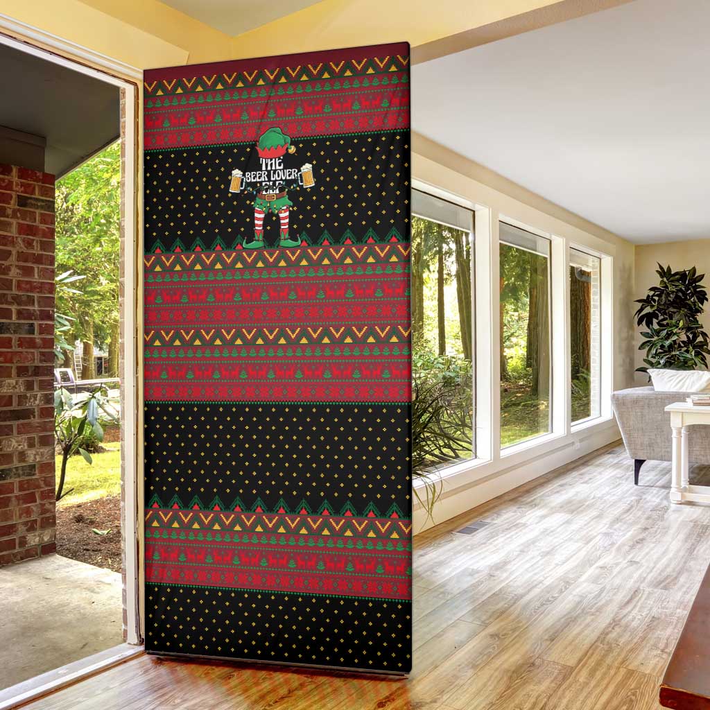 The Beer Lover Elf Christmas Door Cover Xmas Holiday Patterns - Wonder Print Shop