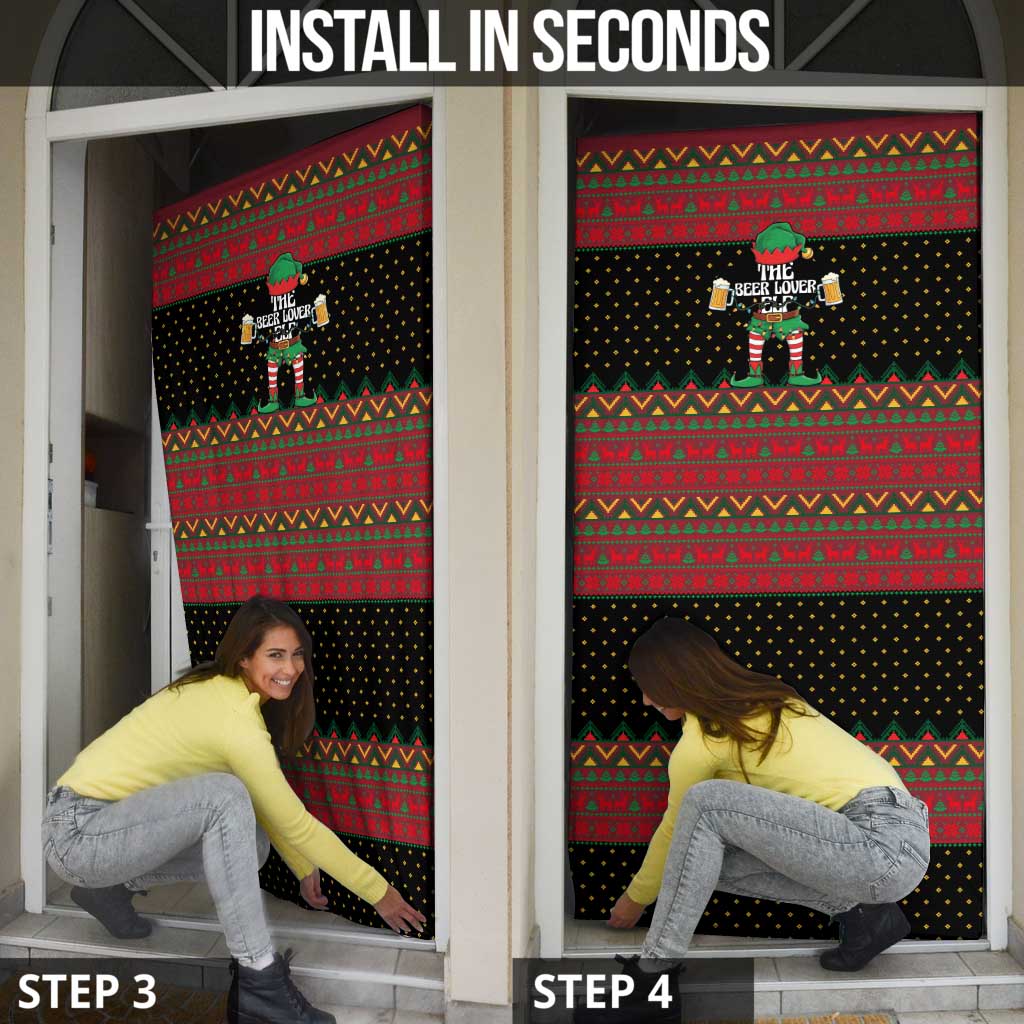 The Beer Lover Elf Christmas Door Cover Xmas Holiday Patterns - Wonder Print Shop
