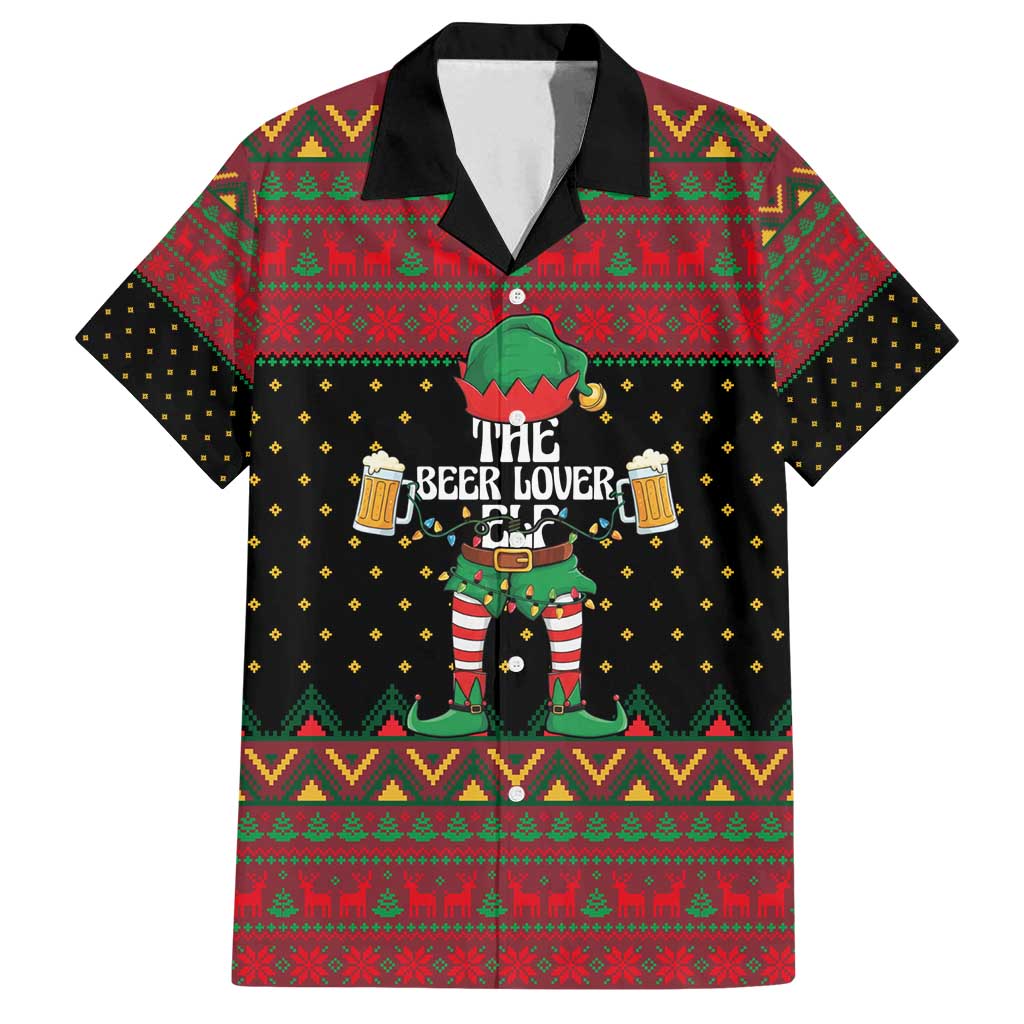 The Beer Lover Elf Christmas Family Matching Long Sleeve Bodycon Dress and Hawaiian Shirt Xmas Holiday Patterns - Wonder Print Shop