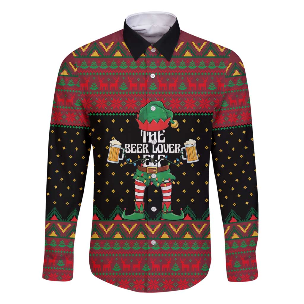 The Beer Lover Elf Christmas Family Matching Long Sleeve Bodycon Dress and Hawaiian Shirt Xmas Holiday Patterns - Wonder Print Shop