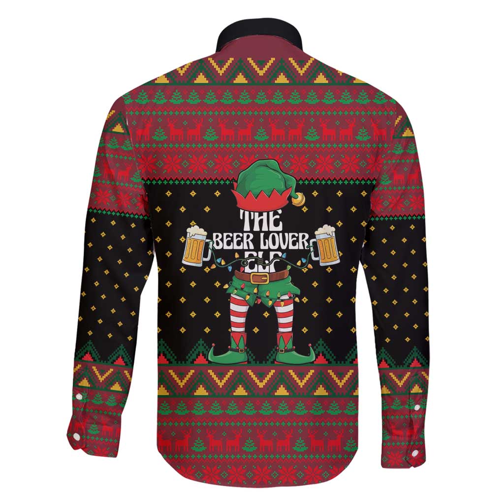 The Beer Lover Elf Christmas Family Matching Long Sleeve Bodycon Dress and Hawaiian Shirt Xmas Holiday Patterns - Wonder Print Shop
