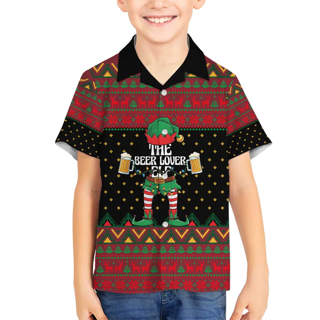 The Beer Lover Elf Christmas Family Matching Long Sleeve Bodycon Dress and Hawaiian Shirt Xmas Holiday Patterns - Wonder Print Shop