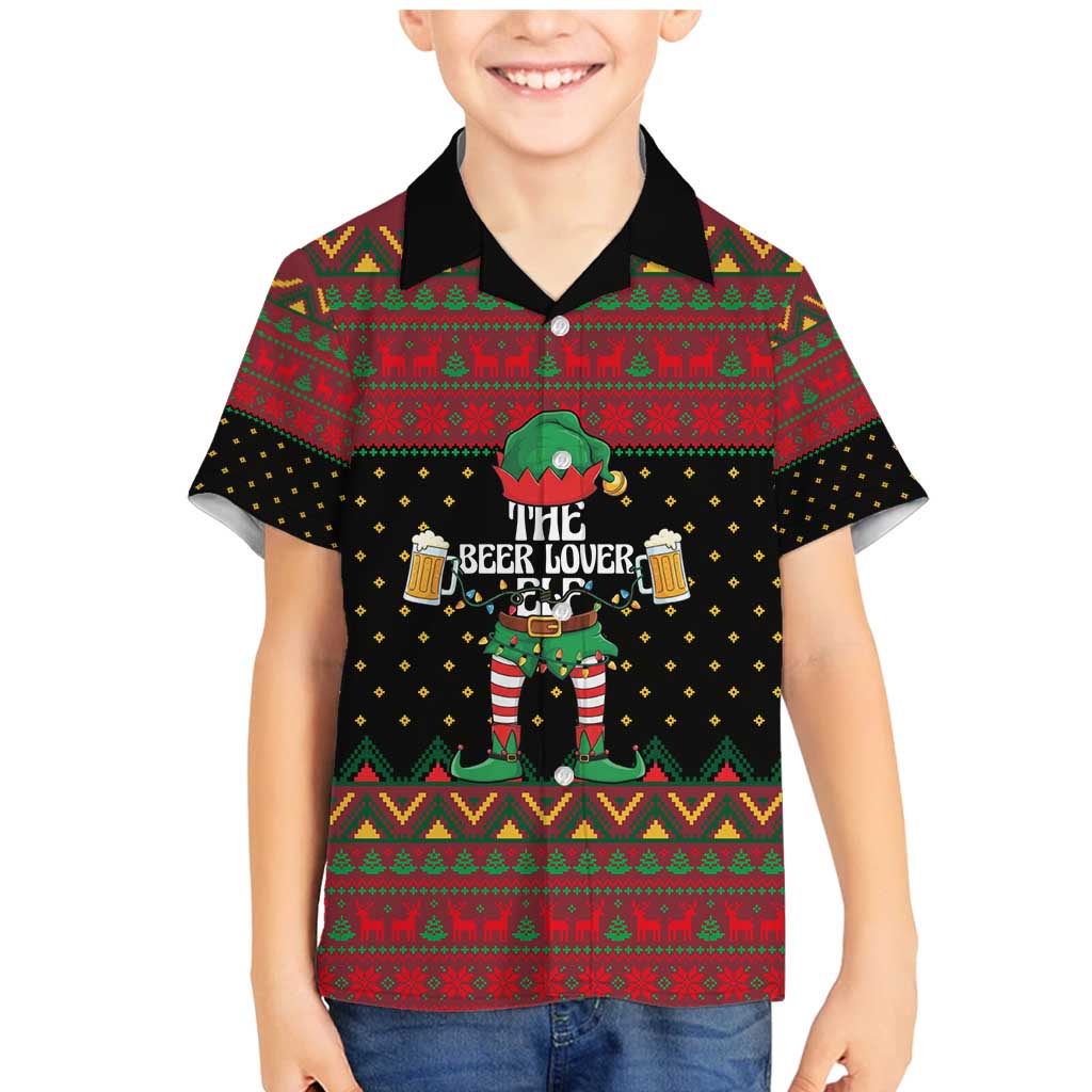 The Beer Lover Elf Christmas Family Matching Mermaid Dress and Hawaiian Shirt Xmas Holiday Patterns - Wonder Print Shop