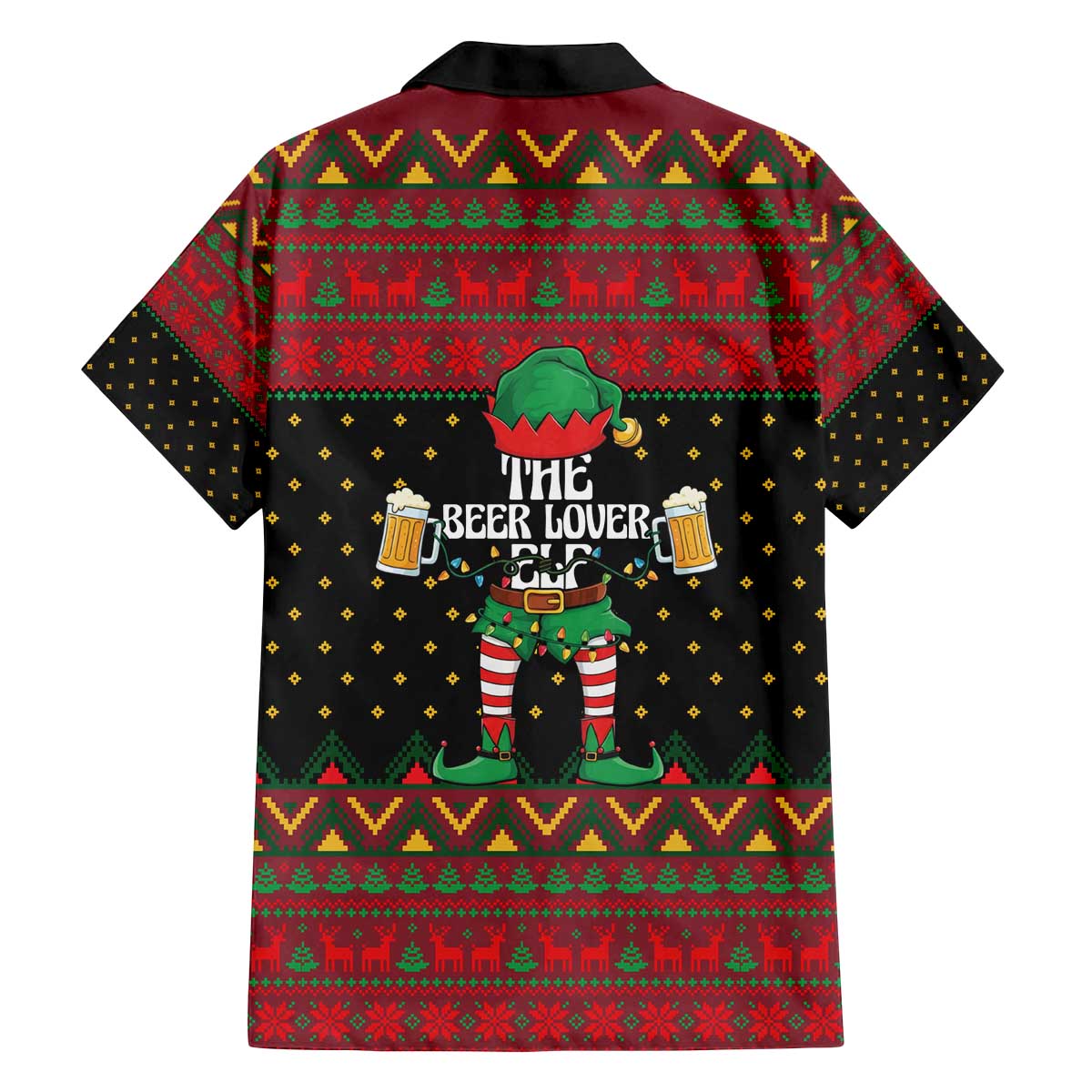 The Beer Lover Elf Christmas Family Matching Off The Shoulder Long Sleeve Dress and Hawaiian Shirt Xmas Holiday Patterns - Wonder Print Shop