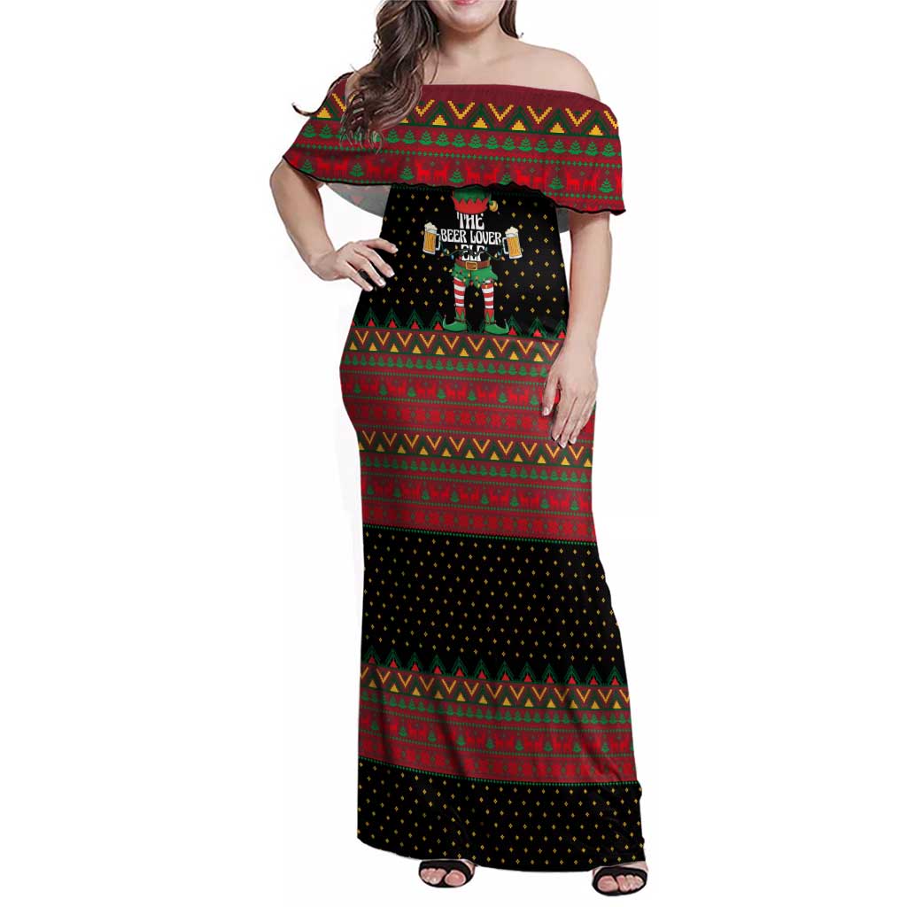 The Beer Lover Elf Christmas Family Matching Off Shoulder Maxi Dress and Hawaiian Shirt Xmas Holiday Patterns - Wonder Print Shop