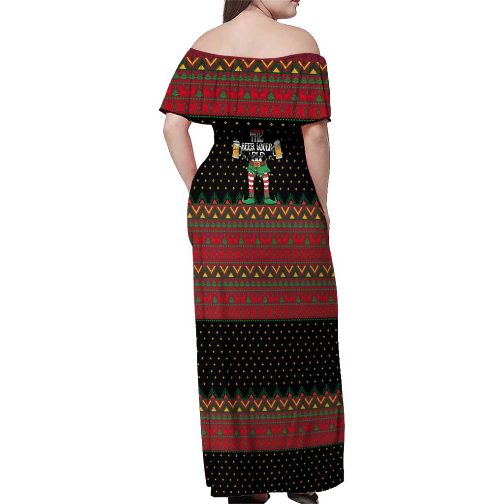 The Beer Lover Elf Christmas Family Matching Off Shoulder Maxi Dress and Hawaiian Shirt Xmas Holiday Patterns - Wonder Print Shop