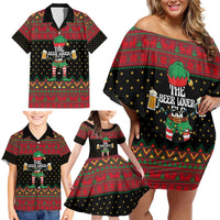 The Beer Lover Elf Christmas Family Matching Off Shoulder Short Dress and Hawaiian Shirt Xmas Holiday Patterns - Wonder Print Shop